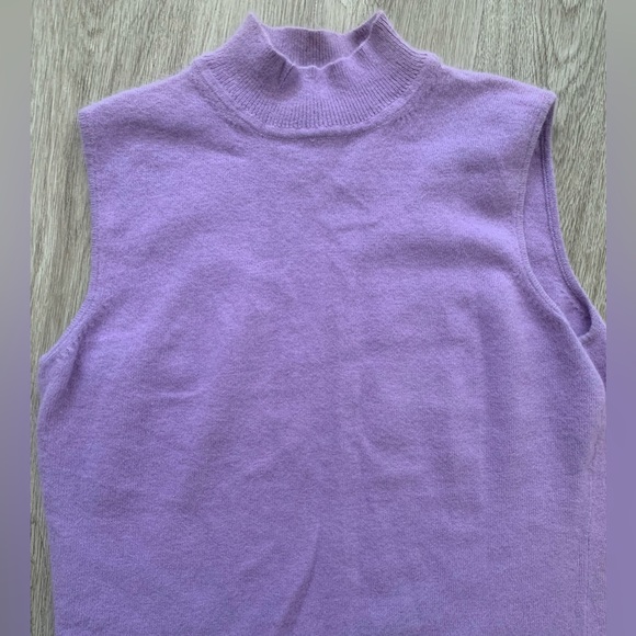 Gloria Vanderbilt Lavender Angora Lambswool Nylon Sleeveless Turtleneck Tank Top - Picture 3 of 3